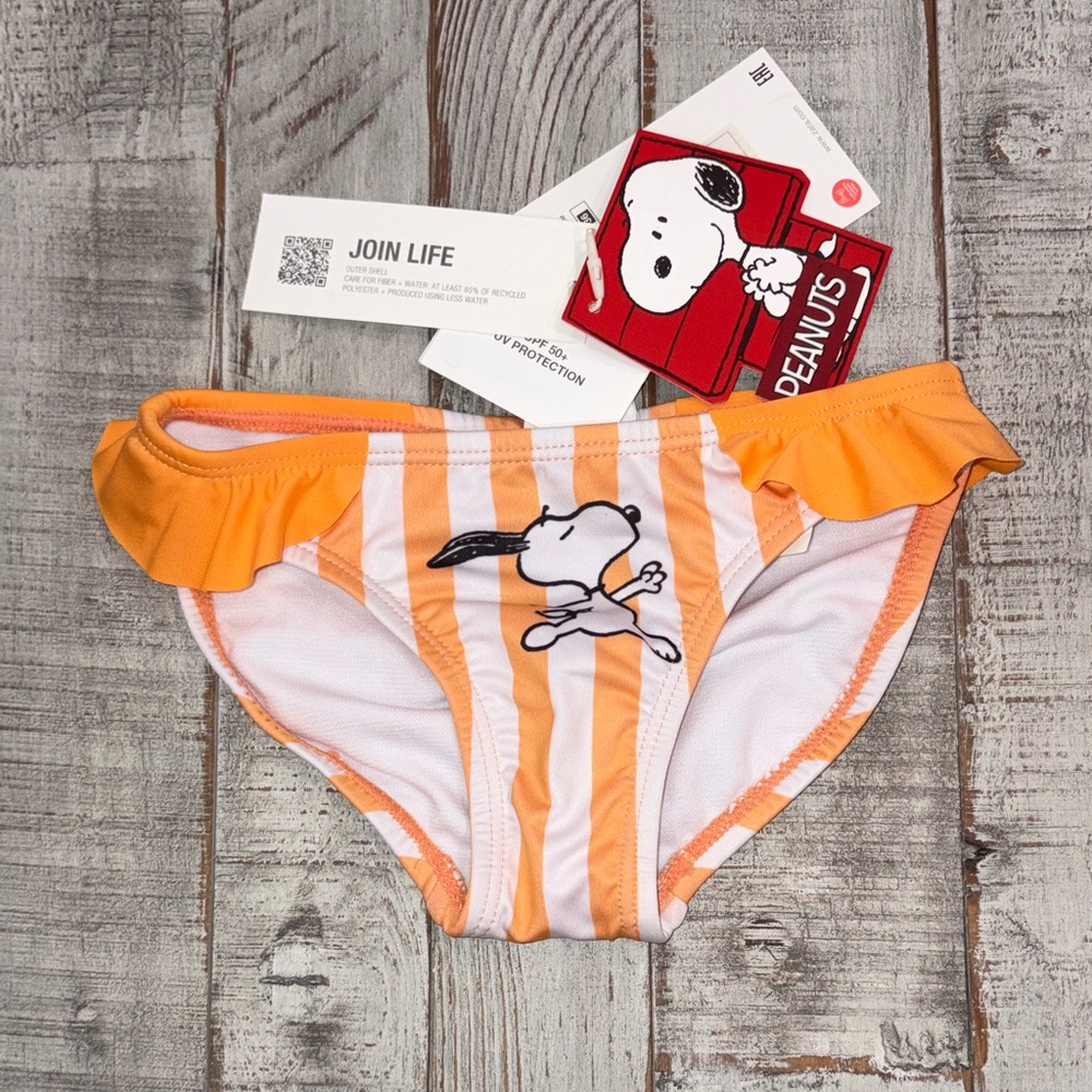 Snoopy Striped Girls Bikini Bottoms Zara and Peanuts Collab